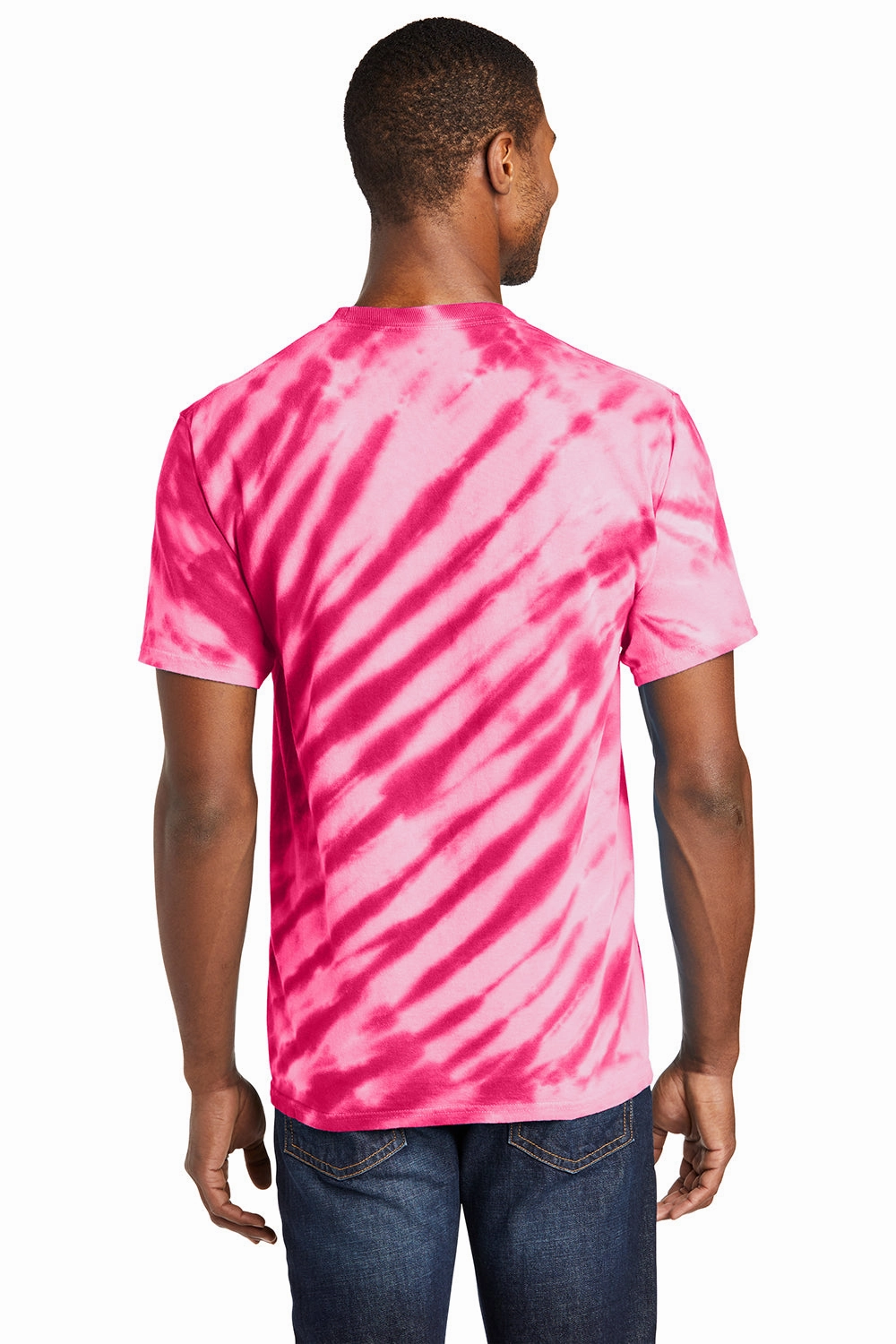 Port & Company Mens Tie-Dye Short Sleeve Crewneck T-Shirt - Pink