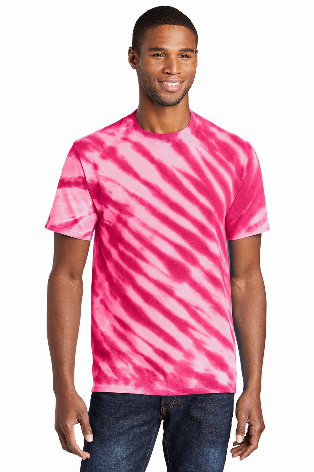Port & Company Mens Tie-Dye Short Sleeve Crewneck T-Shirt - Pink