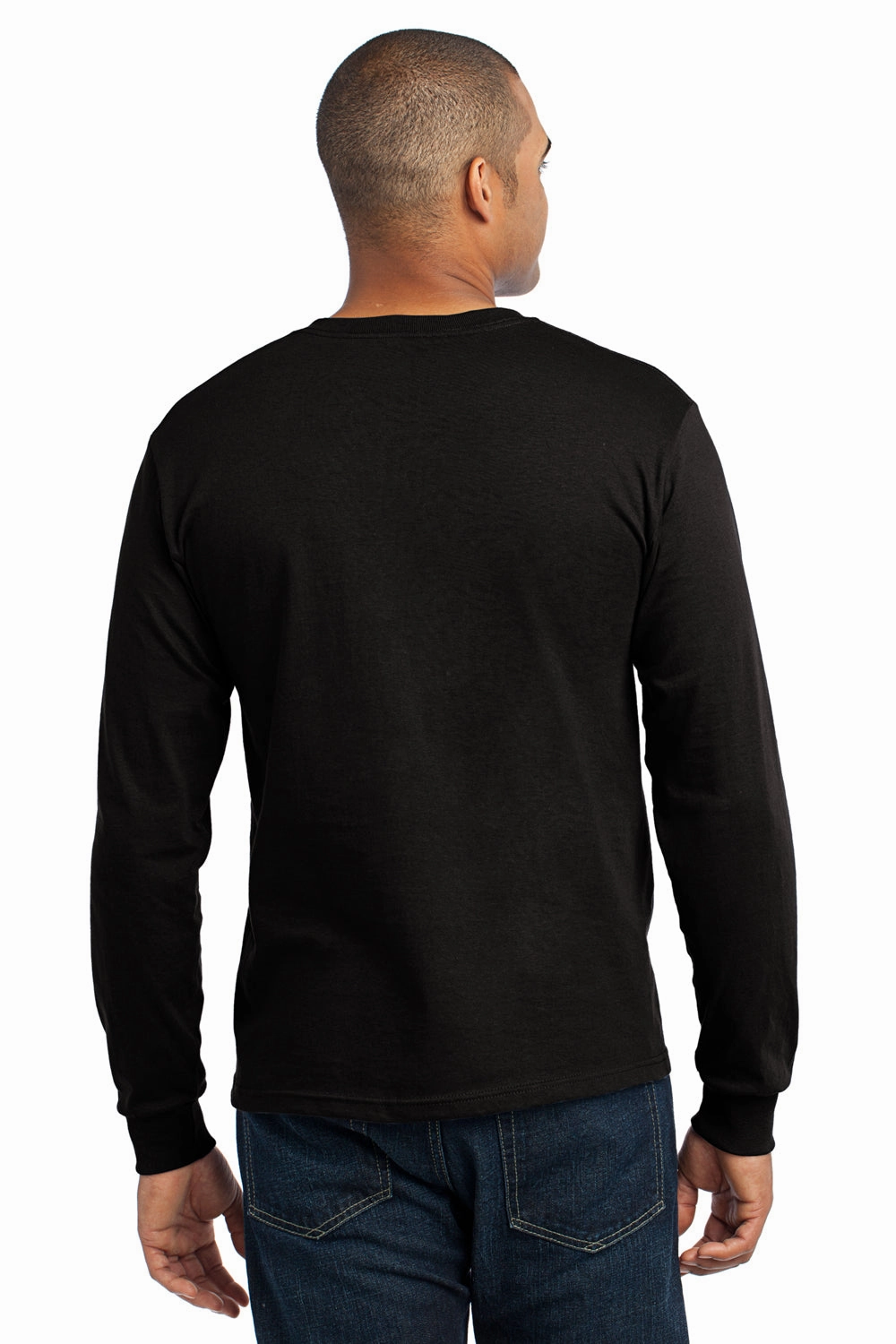 Port & Company Mens USA Made Long Sleeve Crewneck T-Shirt - Black - Closeout