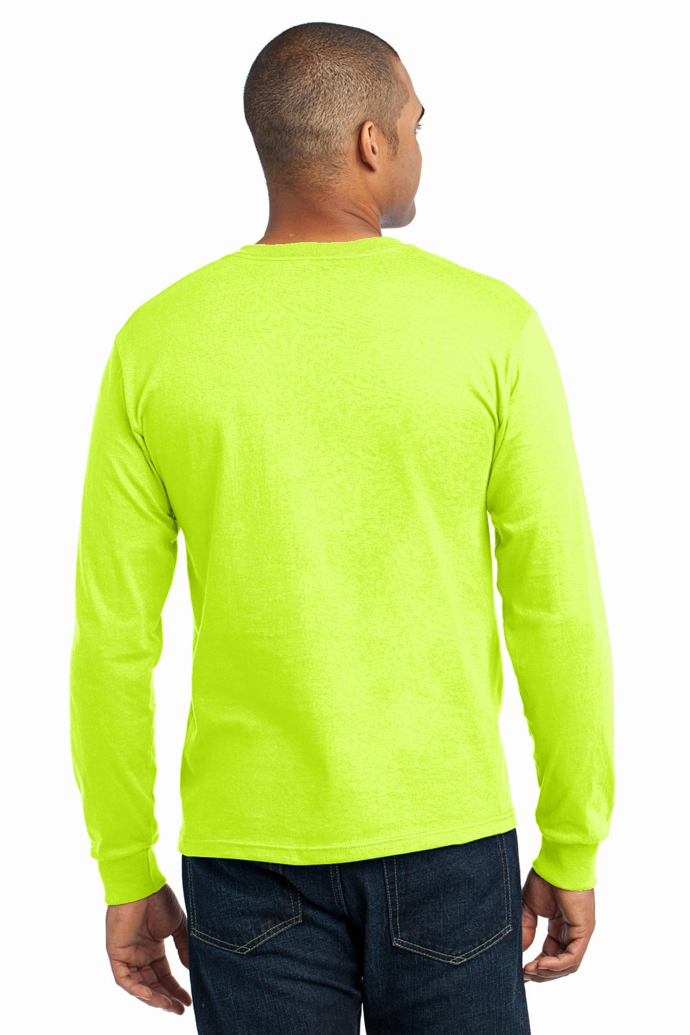 Port & Company Mens USA Made Long Sleeve Crewneck T-Shirt - Safety Green - Closeout