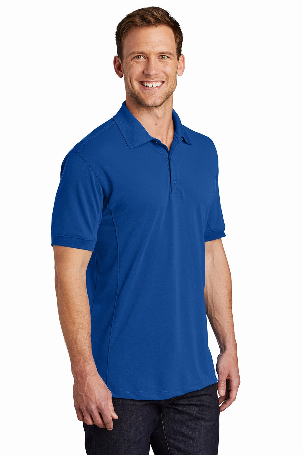 Port Authority Mens 5-1 Performance Moisture Wicking Short Sleeve Polo Shirt - Cobalt Blue - Closeout
