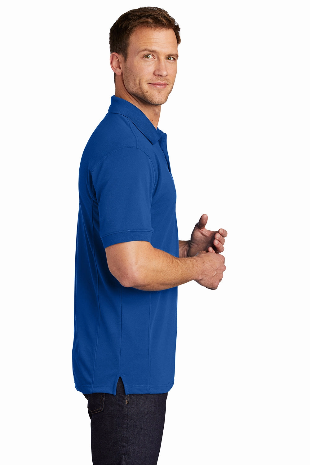 Port Authority Mens 5-1 Performance Moisture Wicking Short Sleeve Polo Shirt - Cobalt Blue - Closeout