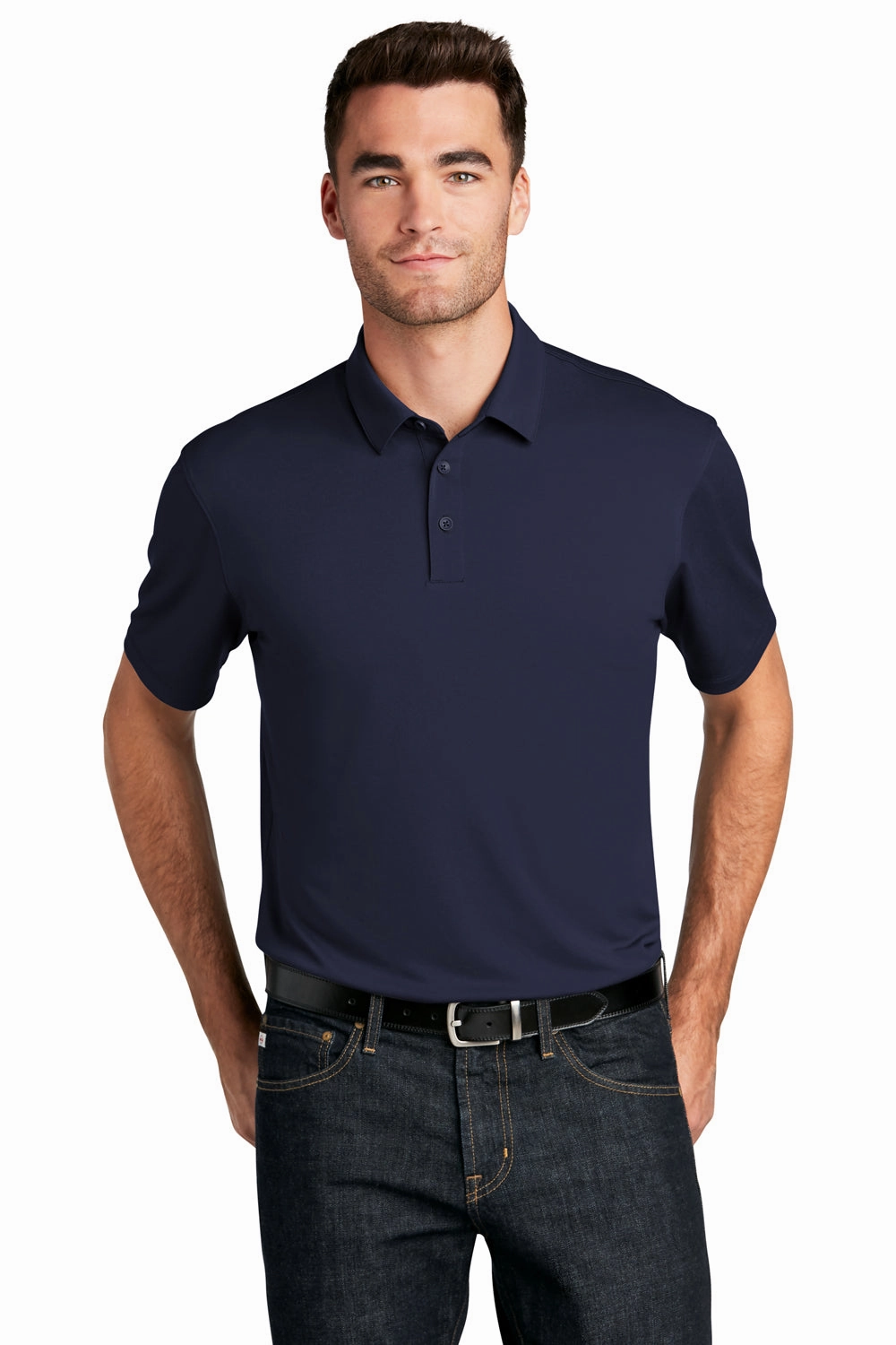 Port Authority Mens Moisture Wicking Short Sleeve Polo Shirt - True Navy Blue