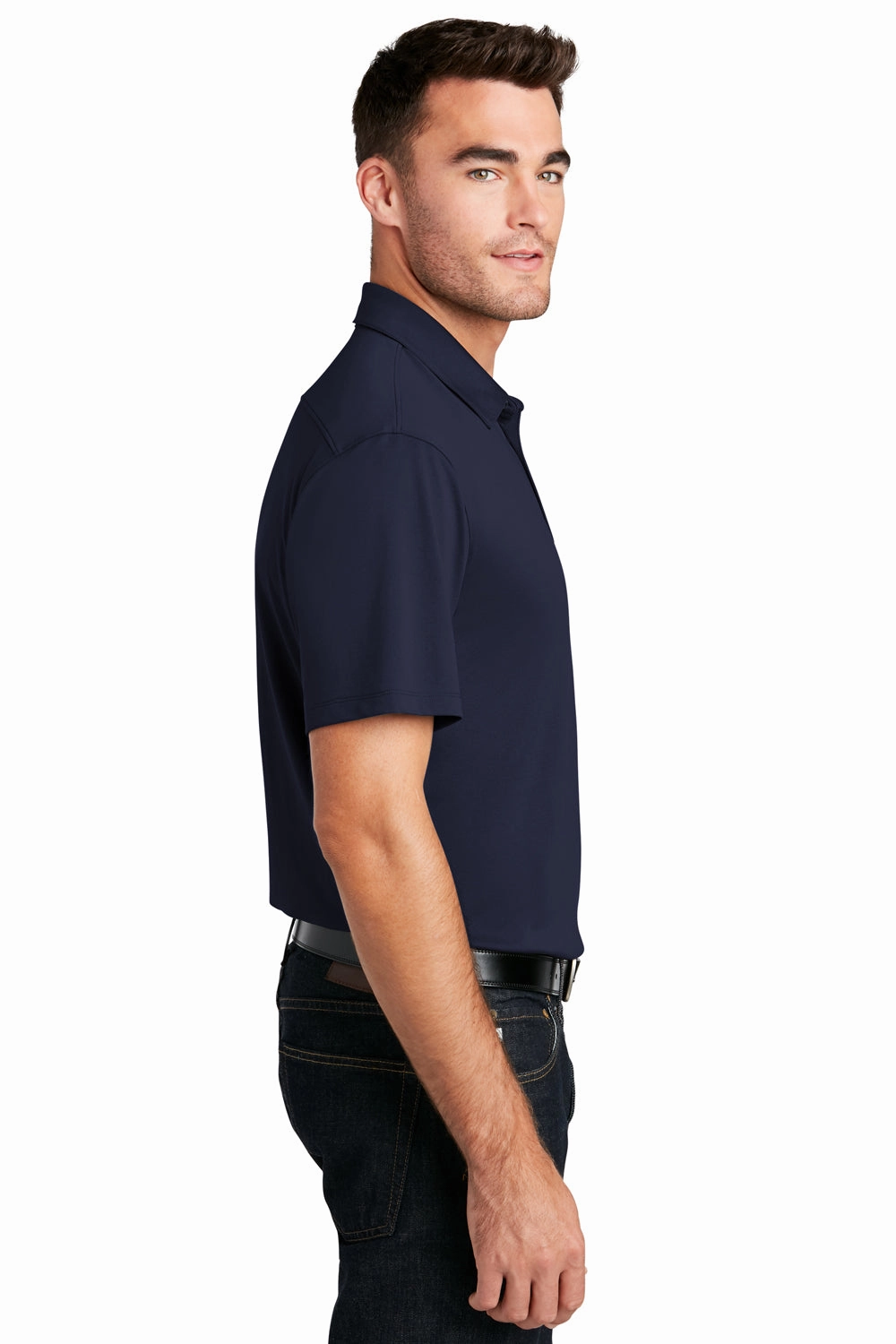Port Authority Mens Moisture Wicking Short Sleeve Polo Shirt - True Navy Blue