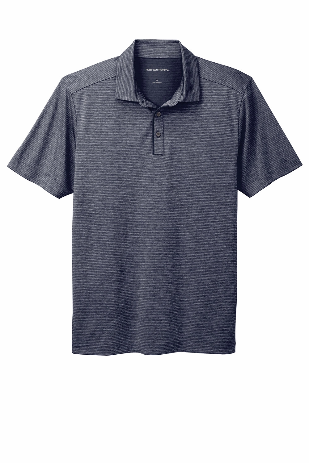 Port Authority Mens Shadow Stripe Moisture Wicking Short Sleeve Polo Shirt - River Navy Blue