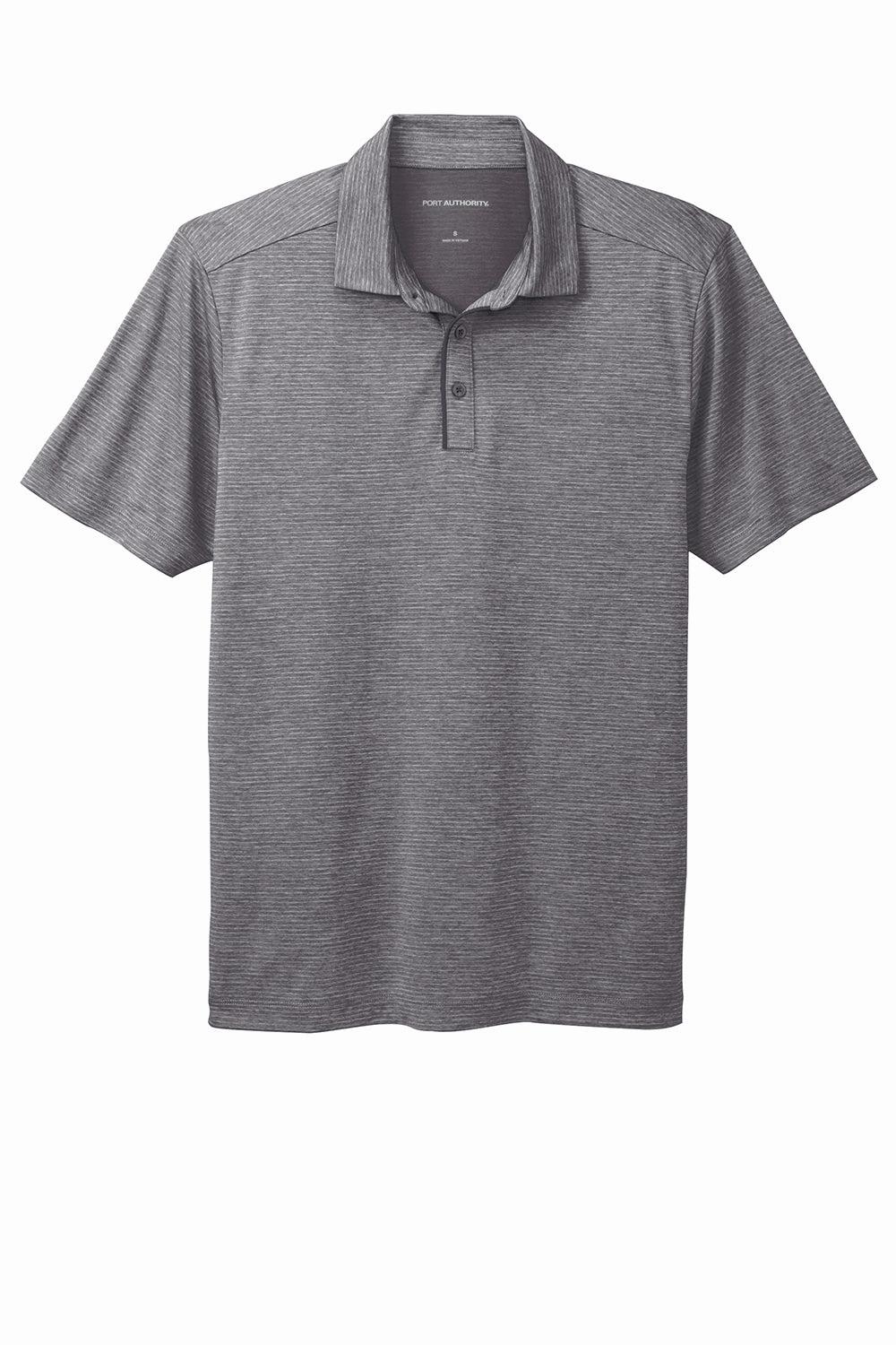 Port Authority Mens Shadow Stripe Moisture Wicking Short Sleeve Polo Shirt - Shadow Grey