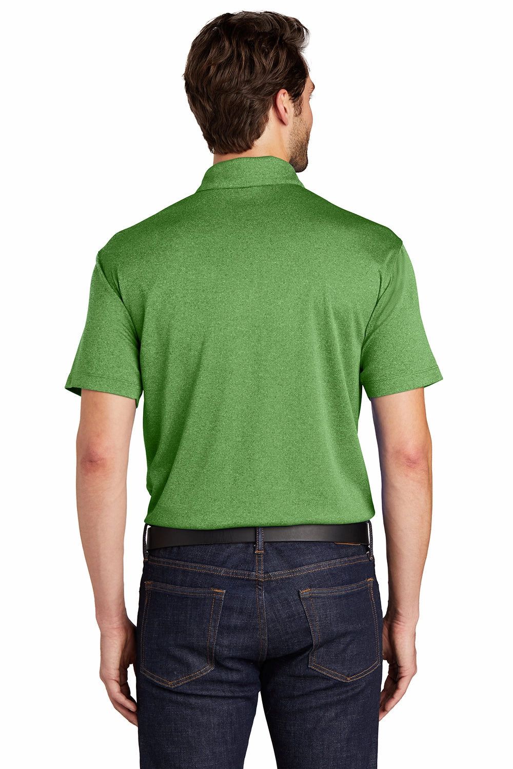 Port Authority Mens Trace Moisture Wicking Short Sleeve Polo Shirt - Heather Vine Green - Closeout