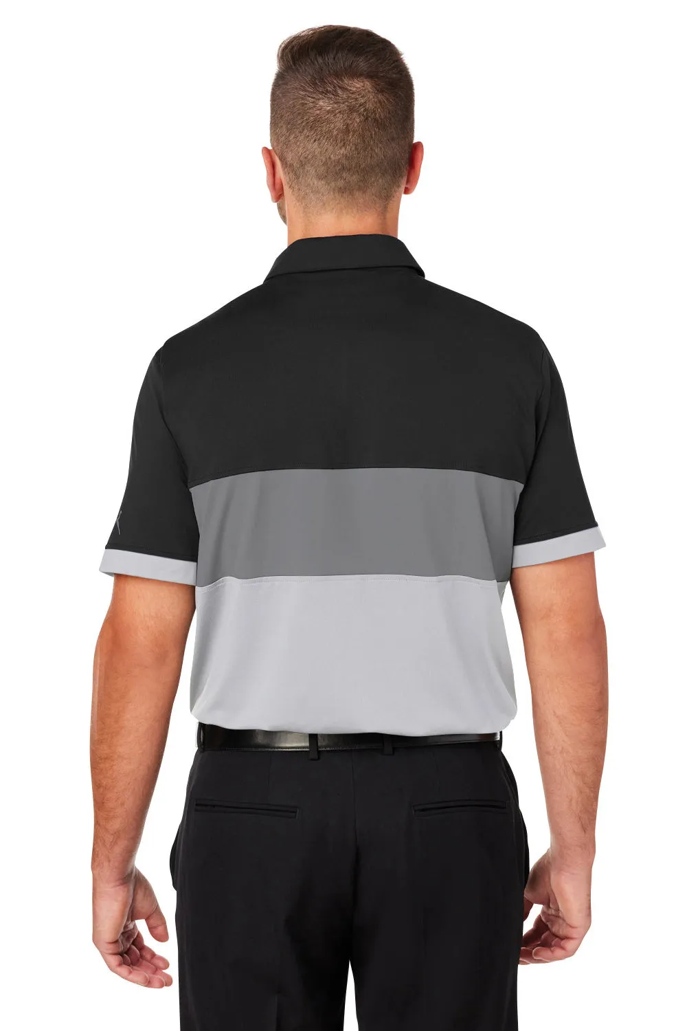 Puma Mens Cloudspun Highway Moisture Wicking Short Sleeve Polo Shirt - Black/Grey
