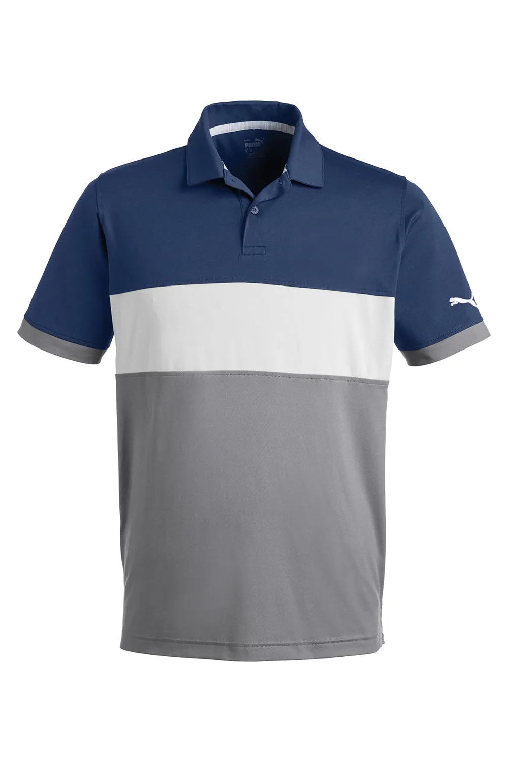 Puma Mens Cloudspun Highway Moisture Wicking Short Sleeve Polo Shirt - Navy Blue Blazer