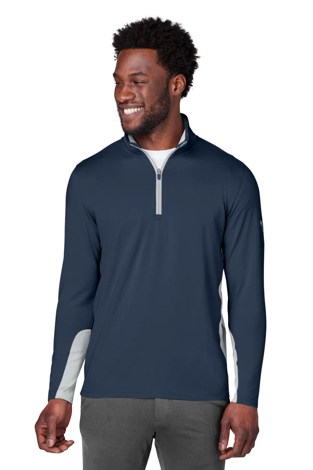Puma Mens Gamer Moisture Wicking 1/4 Zip Sweatshirt - Navy Blue - Closeout
