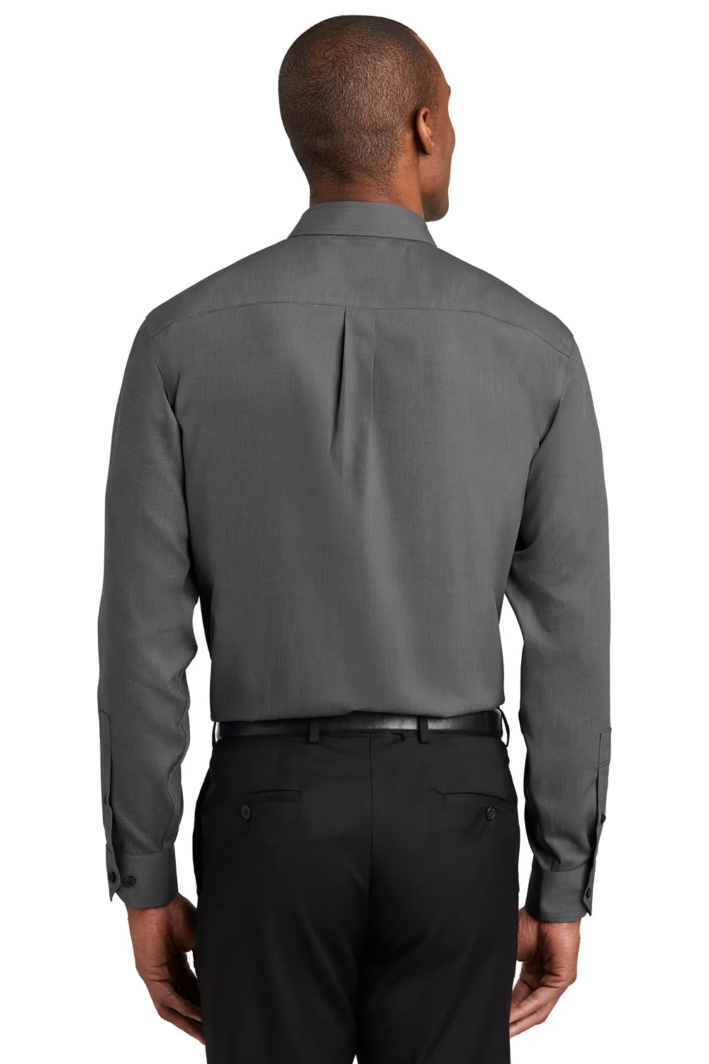 Red House Mens Nailhead Wrinkle Resistant Long Sleeve Button Down Shirt w/ Pocket - Black - Closeout