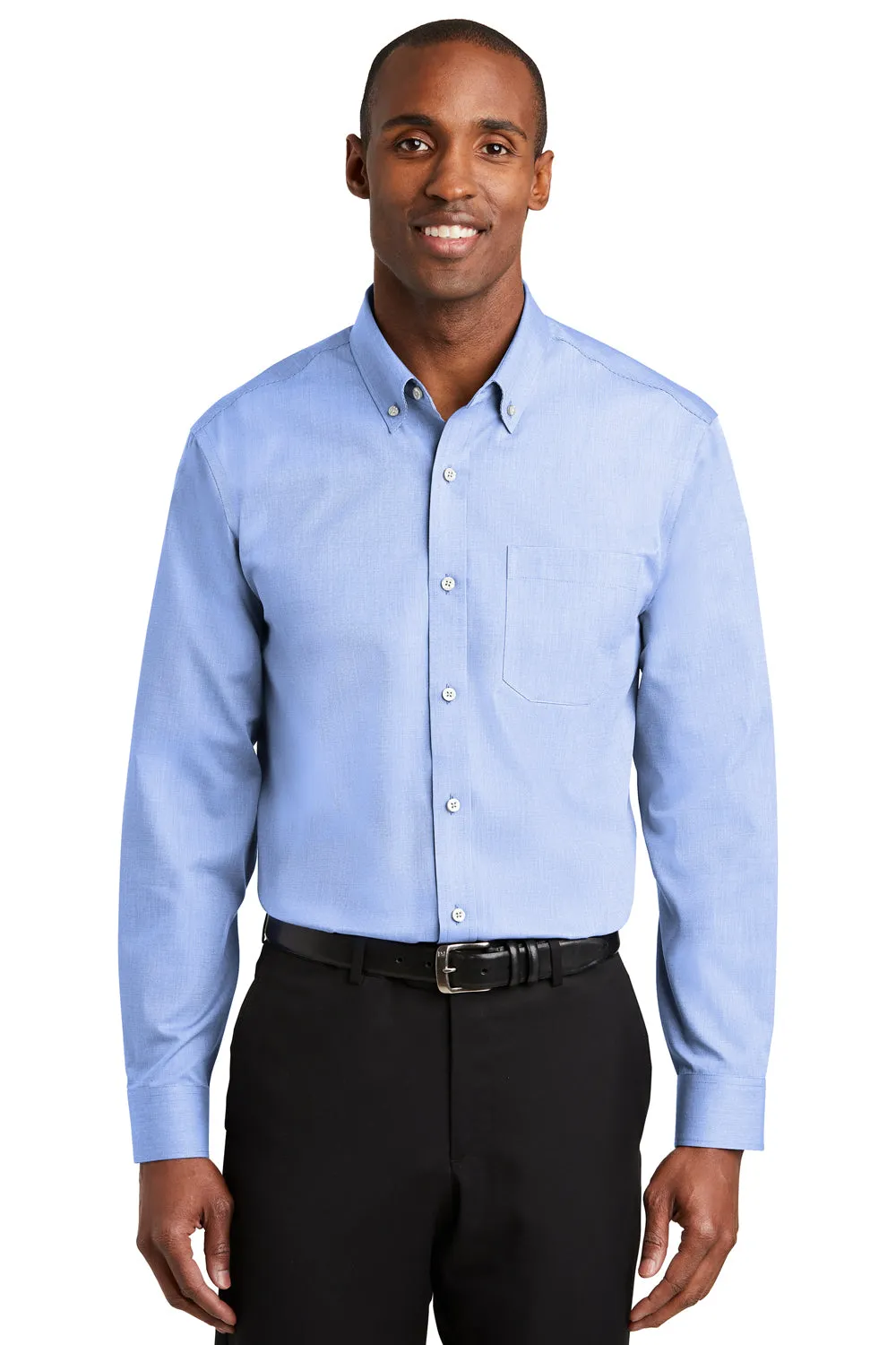 Red House Mens Nailhead Wrinkle Resistant Long Sleeve Button Down Shirt w/ Pocket - Blue Pearl - Closeout