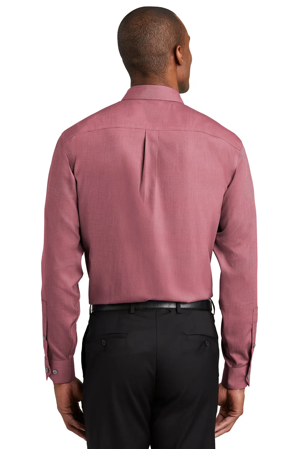 Red House Mens Nailhead Wrinkle Resistant Long Sleeve Button Down Shirt w/ Pocket - Deep Scarlet Red - Closeout