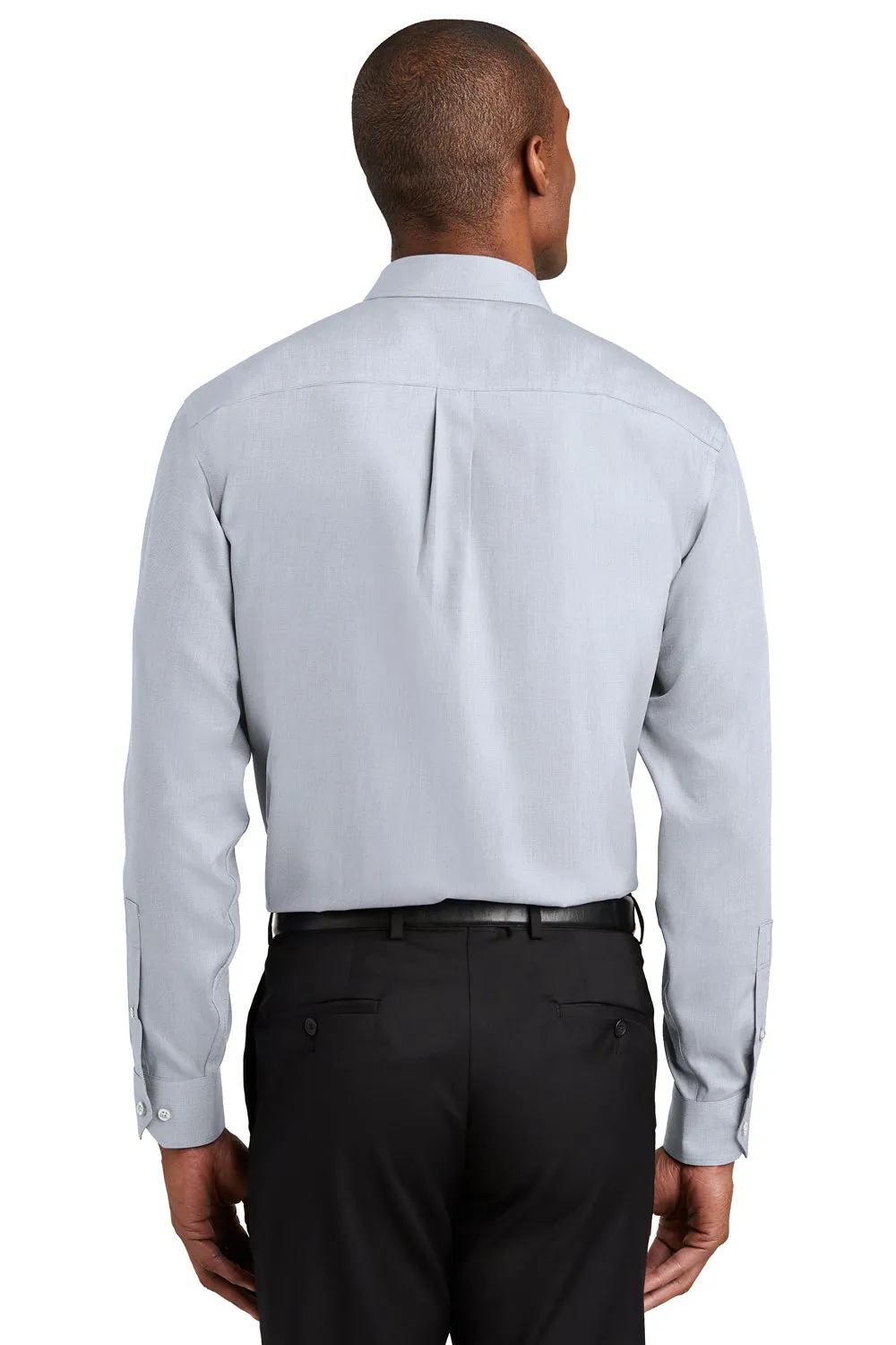 Red House Mens Nailhead Wrinkle Resistant Long Sleeve Button Down Shirt w/ Pocket - Ice Grey - Closeout