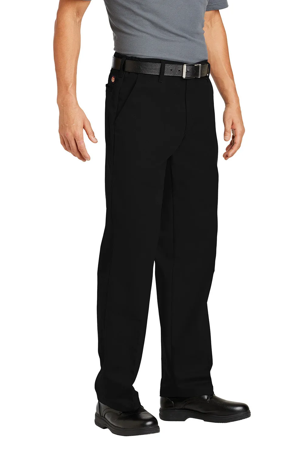 Red Kap Mens Elastic Insert Wrinkle Resistant Pants w/ Pocket - Black