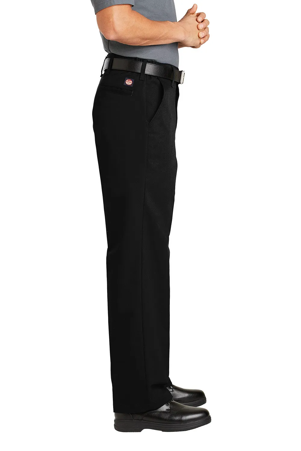 Red Kap Mens Elastic Insert Wrinkle Resistant Pants w/ Pocket - Black