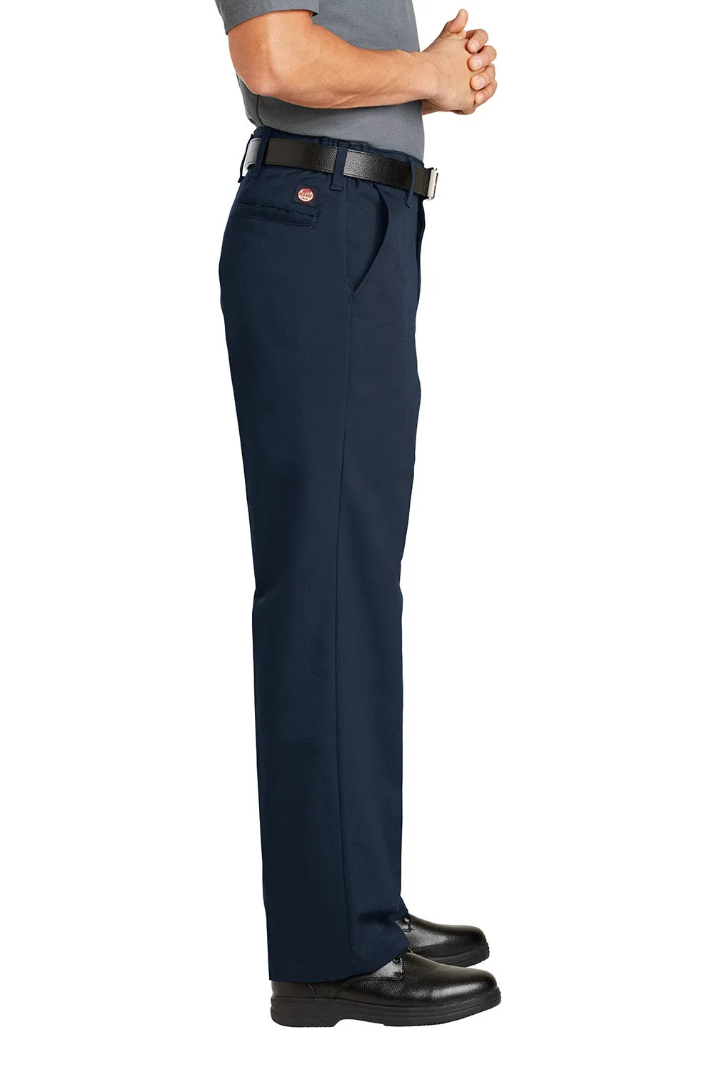 Red Kap Mens Elastic Insert Wrinkle Resistant Pants w/ Pocket - Navy Blue