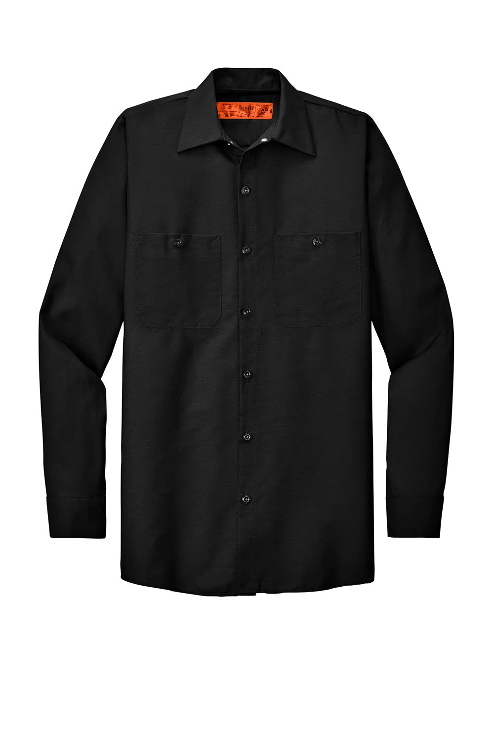 Red Kap Mens Industrial Moisture Wicking Long Sleeve Button Down Shirt w/ Double Pockets - Black