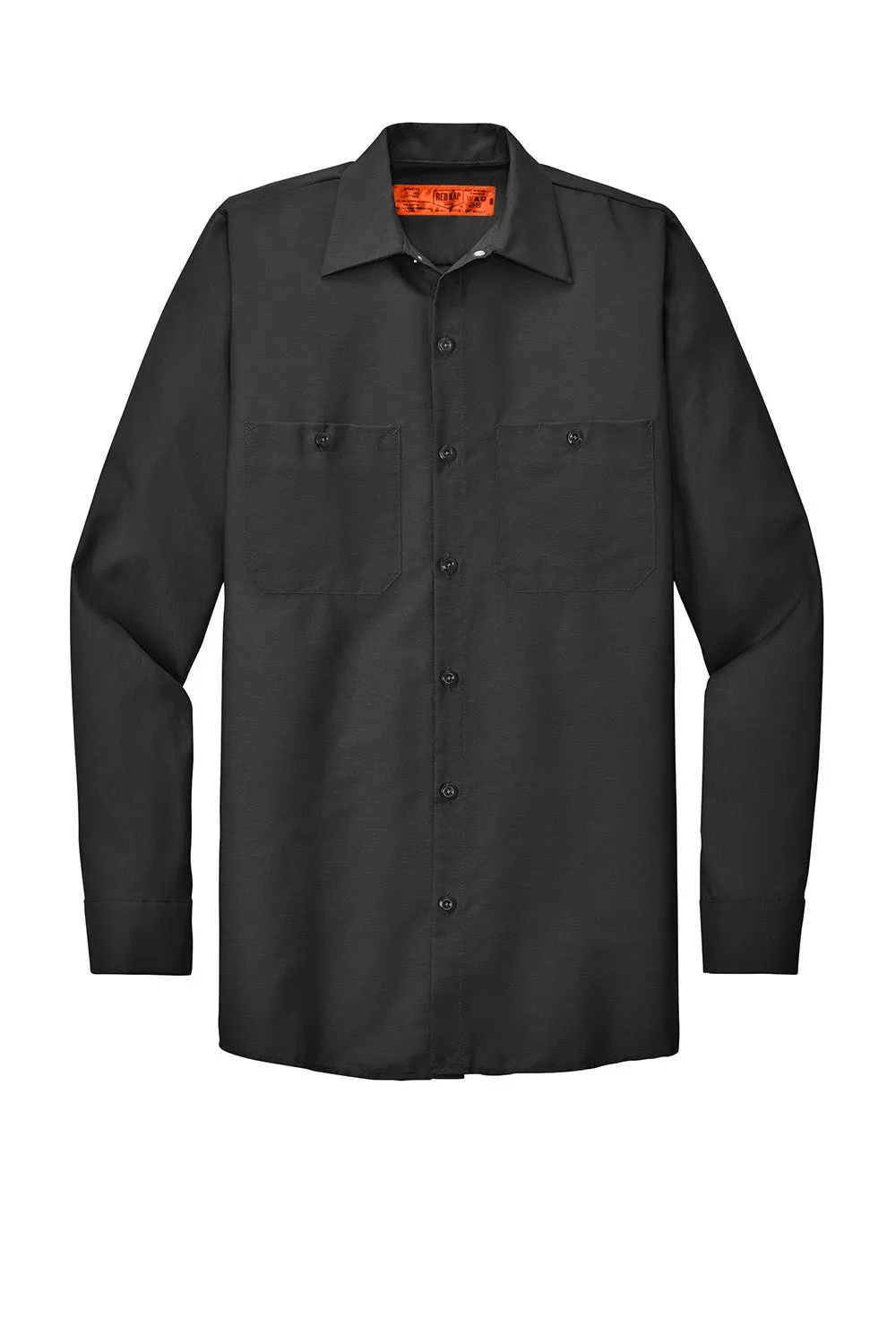 Red Kap Mens Industrial Moisture Wicking Long Sleeve Button Down Shirt w/ Double Pockets - Charcoal Grey
