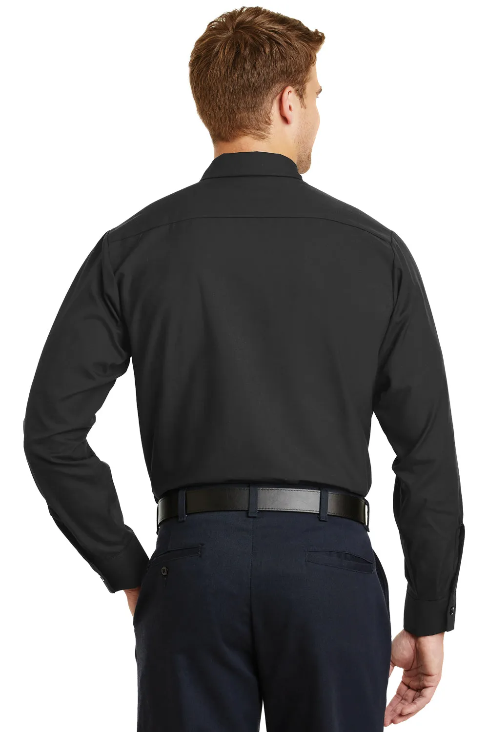 Red Kap Mens Industrial Moisture Wicking Long Sleeve Button Down Shirt w/ Double Pockets - Charcoal Grey
