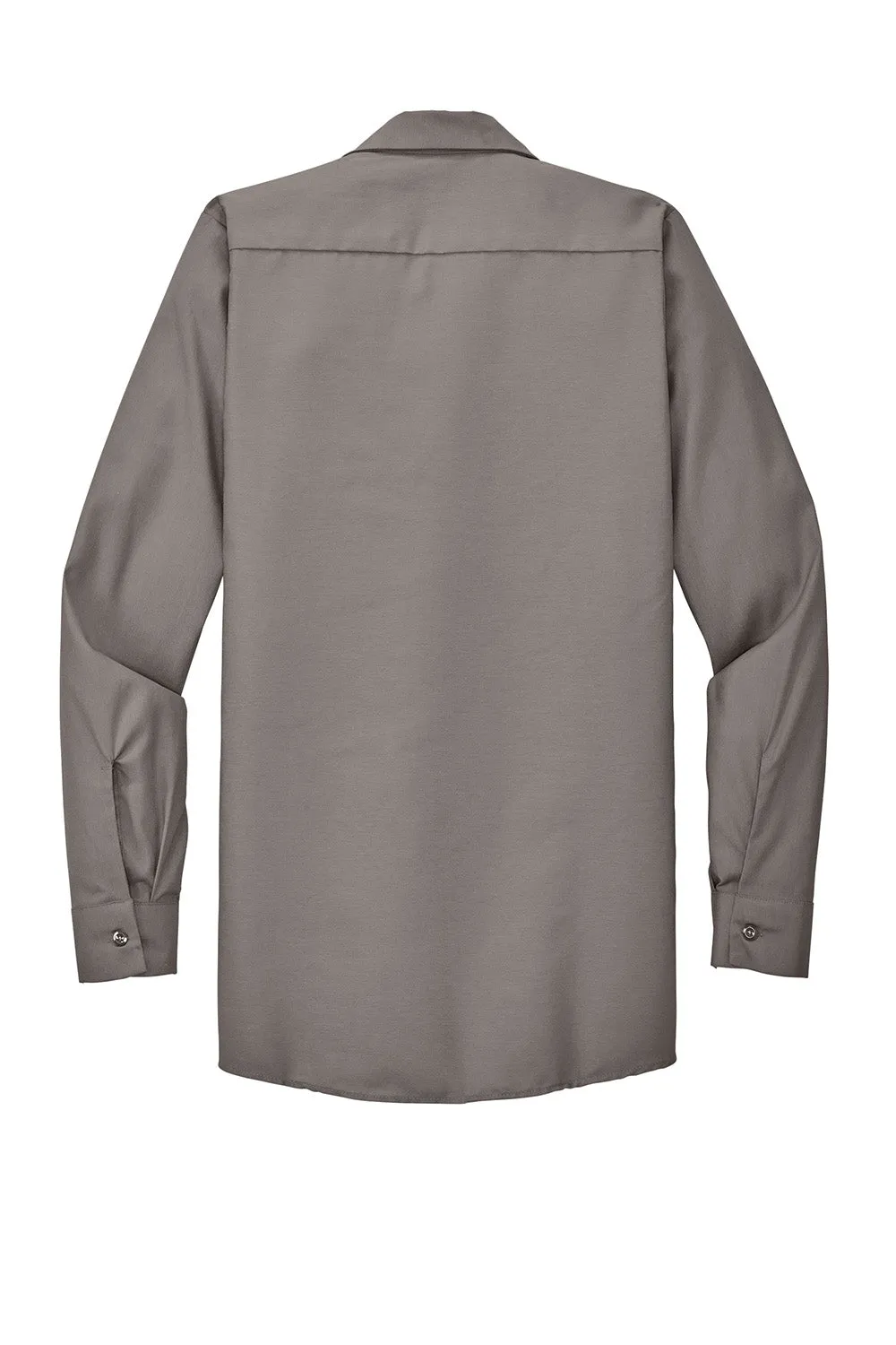 Red Kap Mens Industrial Moisture Wicking Long Sleeve Button Down Shirt w/ Double Pockets - Grey
