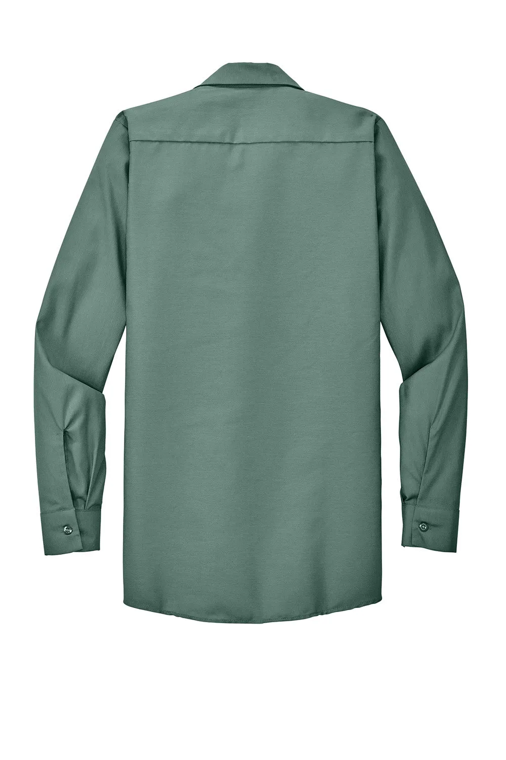 Red Kap Mens Industrial Moisture Wicking Long Sleeve Button Down Shirt w/ Double Pockets - Light Green