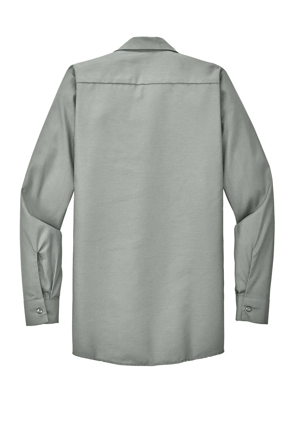 Red Kap Mens Industrial Moisture Wicking Long Sleeve Button Down Shirt w/ Double Pockets - Light Grey