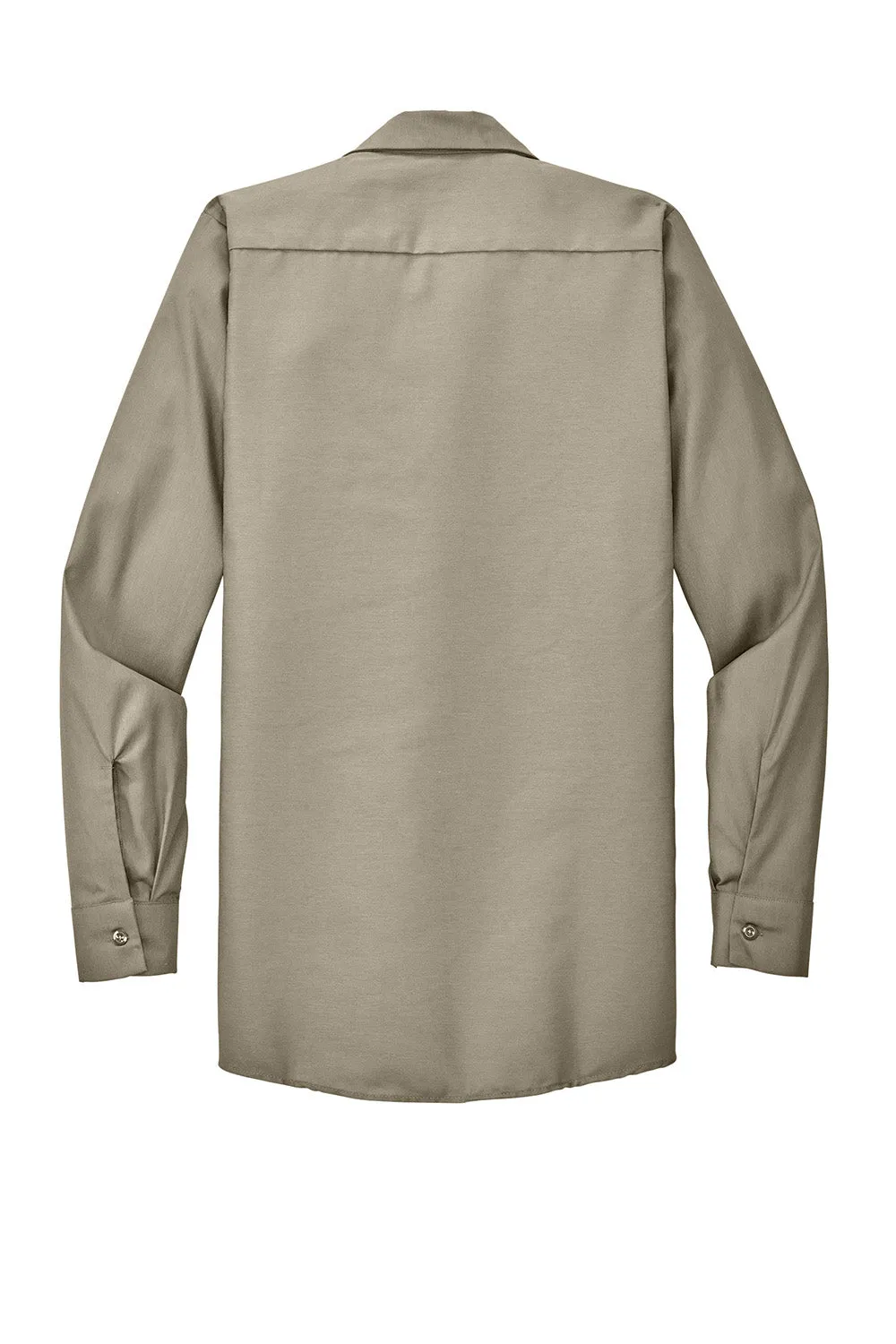Red Kap Mens Industrial Moisture Wicking Long Sleeve Button Down Shirt w/ Double Pockets - Light Tan