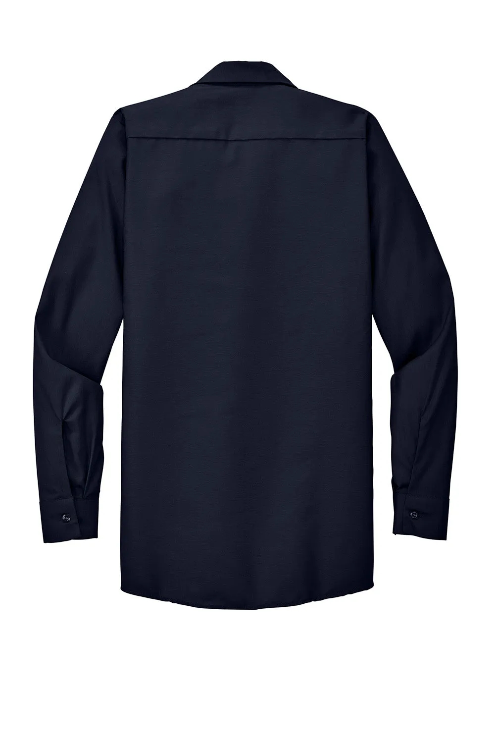 Red Kap Mens Industrial Moisture Wicking Long Sleeve Button Down Shirt w/ Double Pockets - Navy Blue