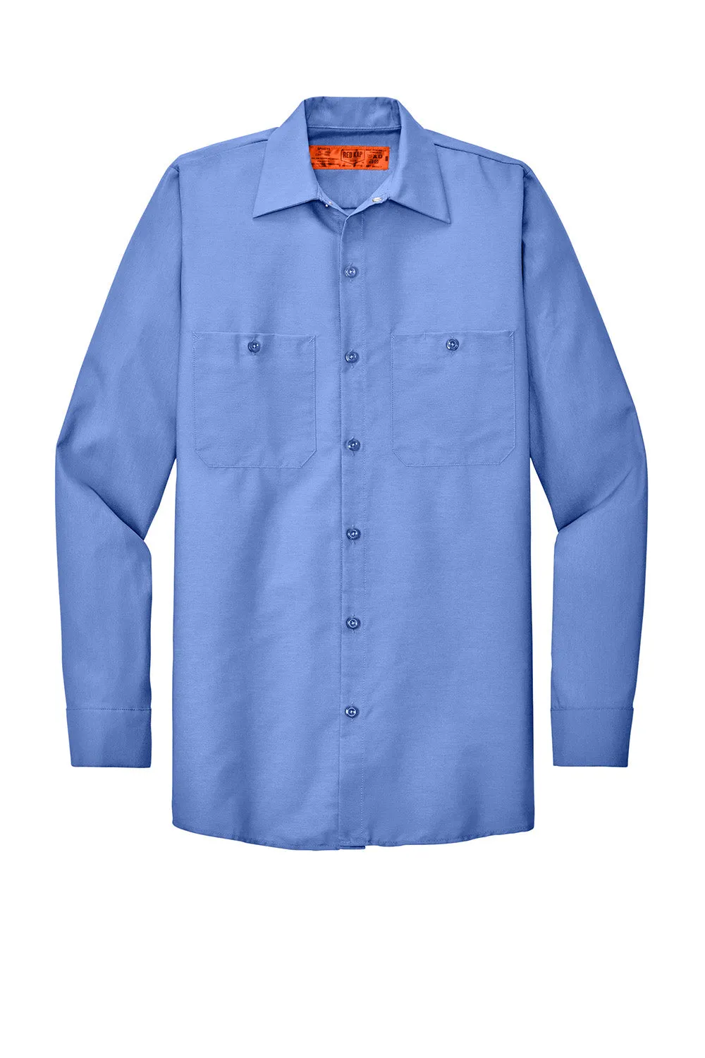 Red Kap Mens Industrial Moisture Wicking Long Sleeve Button Down Shirt w/ Double Pockets - Petrol Blue