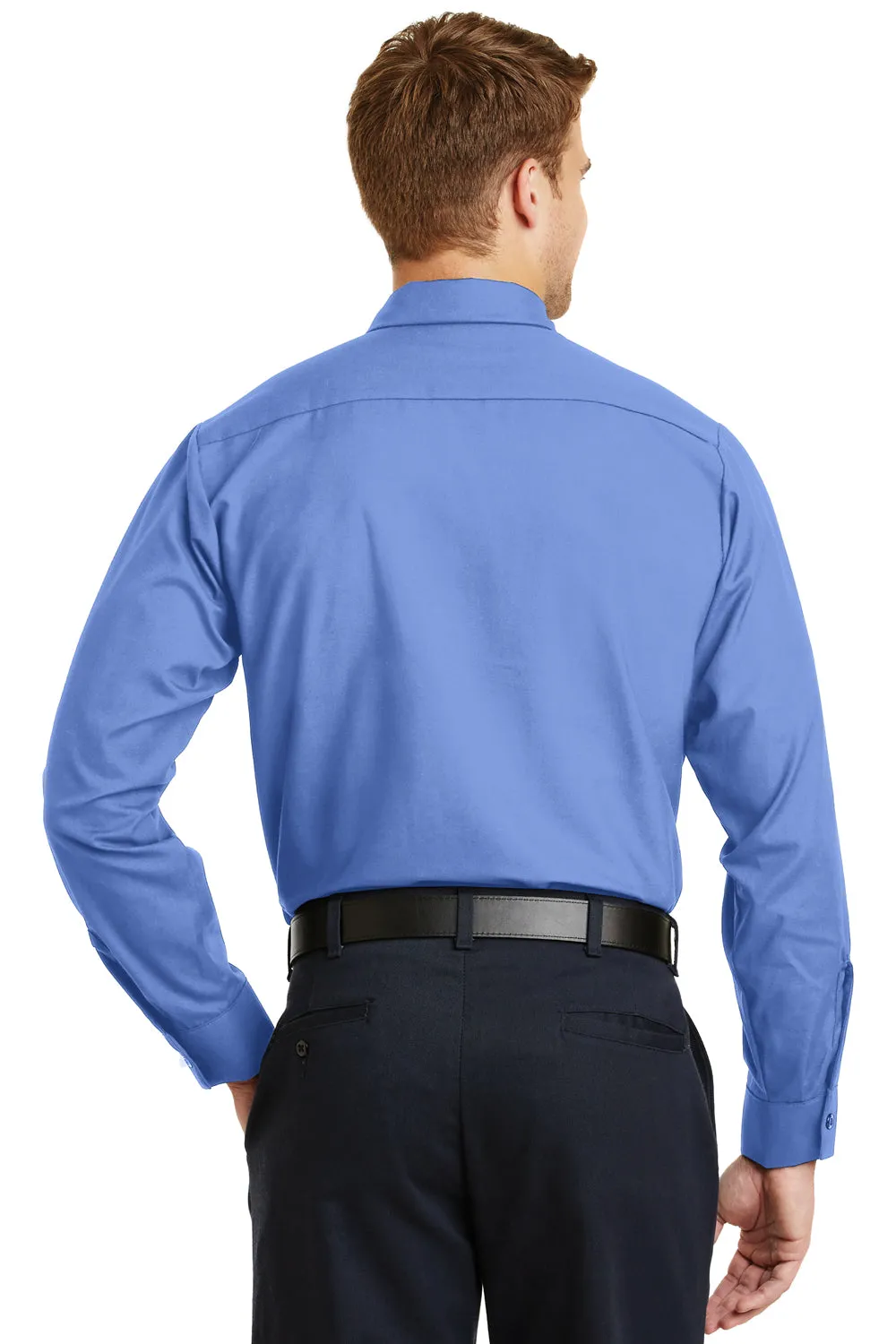 Red Kap Mens Industrial Moisture Wicking Long Sleeve Button Down Shirt w/ Double Pockets - Petrol Blue