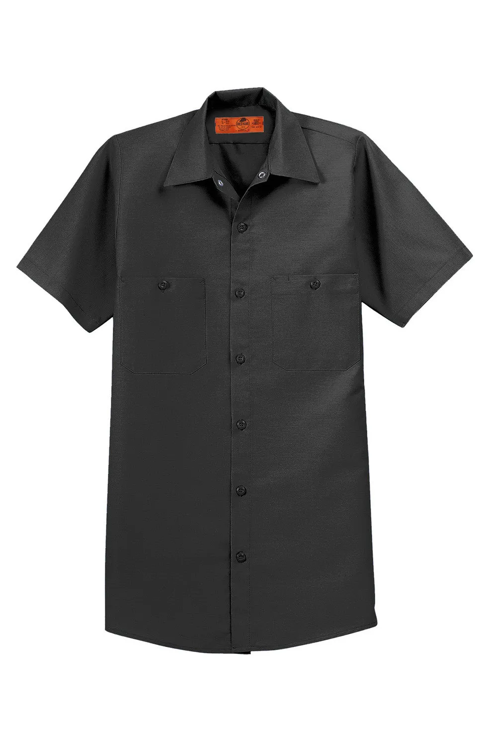 Red Kap Mens Industrial Moisture Wicking Short Sleeve Button Down Shirt w/ Double Pockets - Charcoal Grey