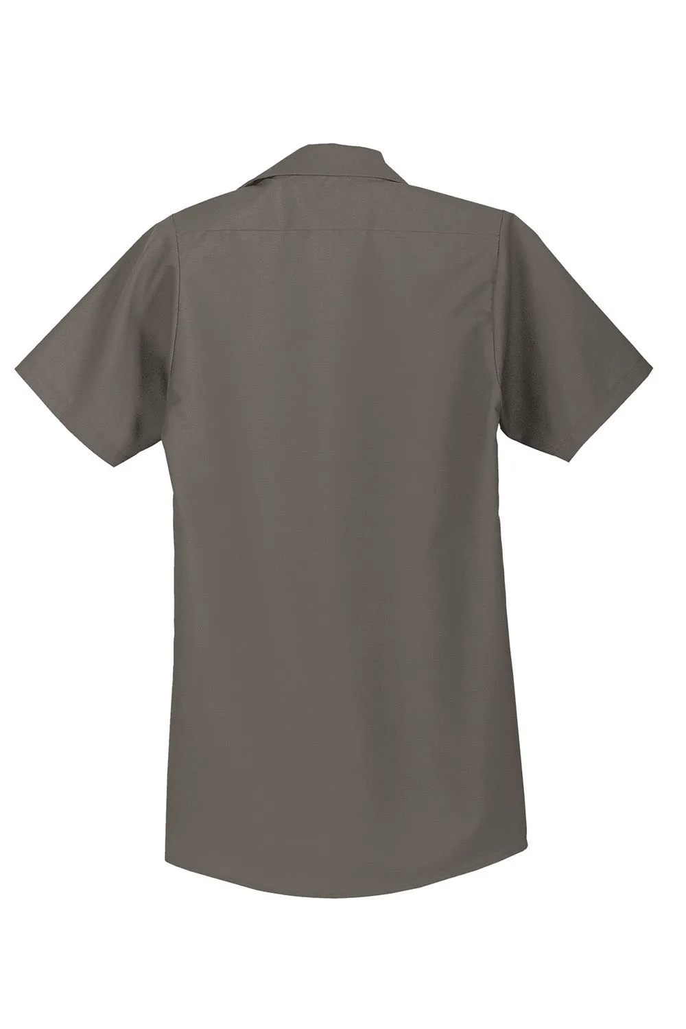 Red Kap Mens Industrial Moisture Wicking Short Sleeve Button Down Shirt w/ Double Pockets - Grey