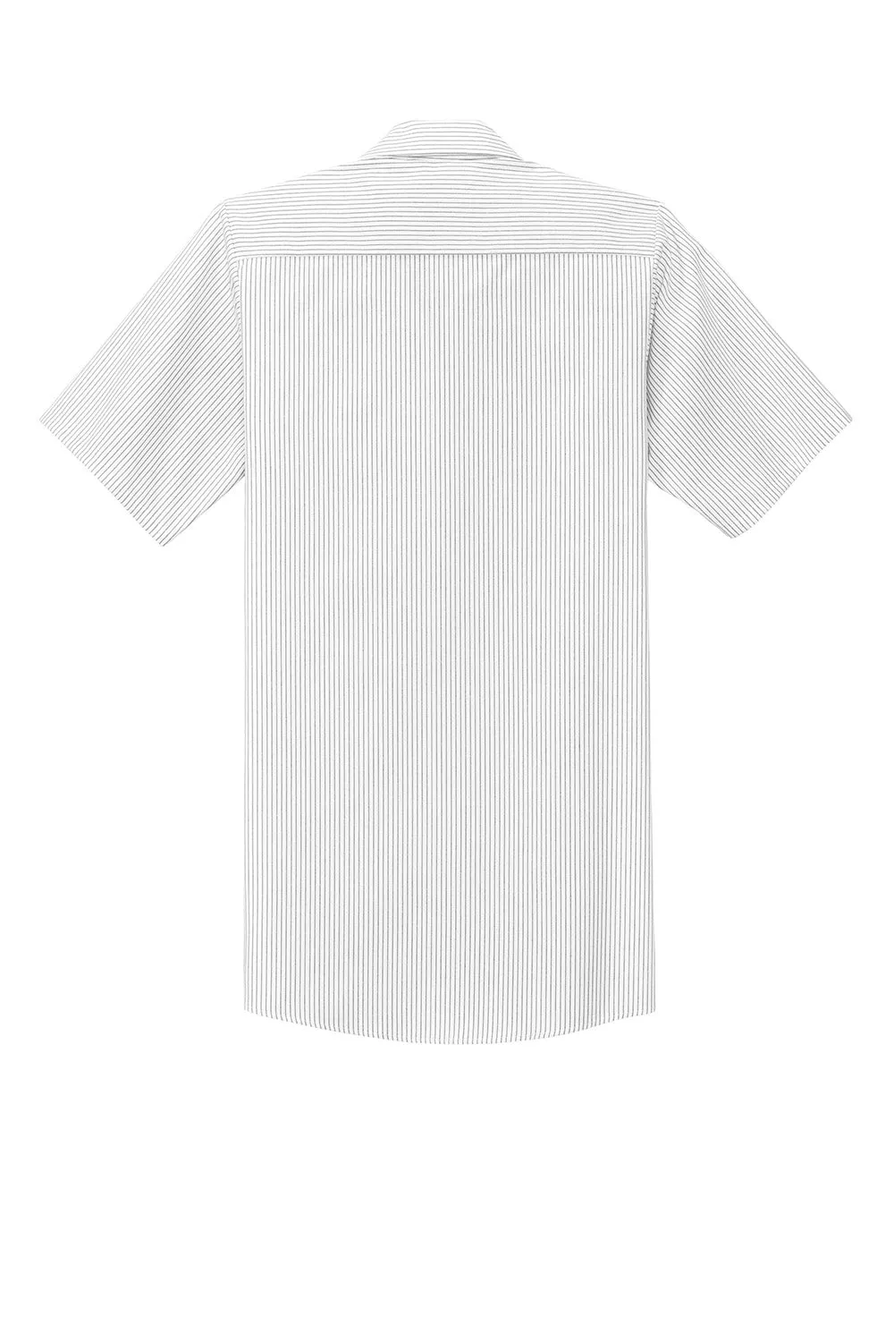 Red Kap Mens Industrial Moisture Wicking Short Sleeve Button Down Shirt w/ Double Pockets - Grey/White