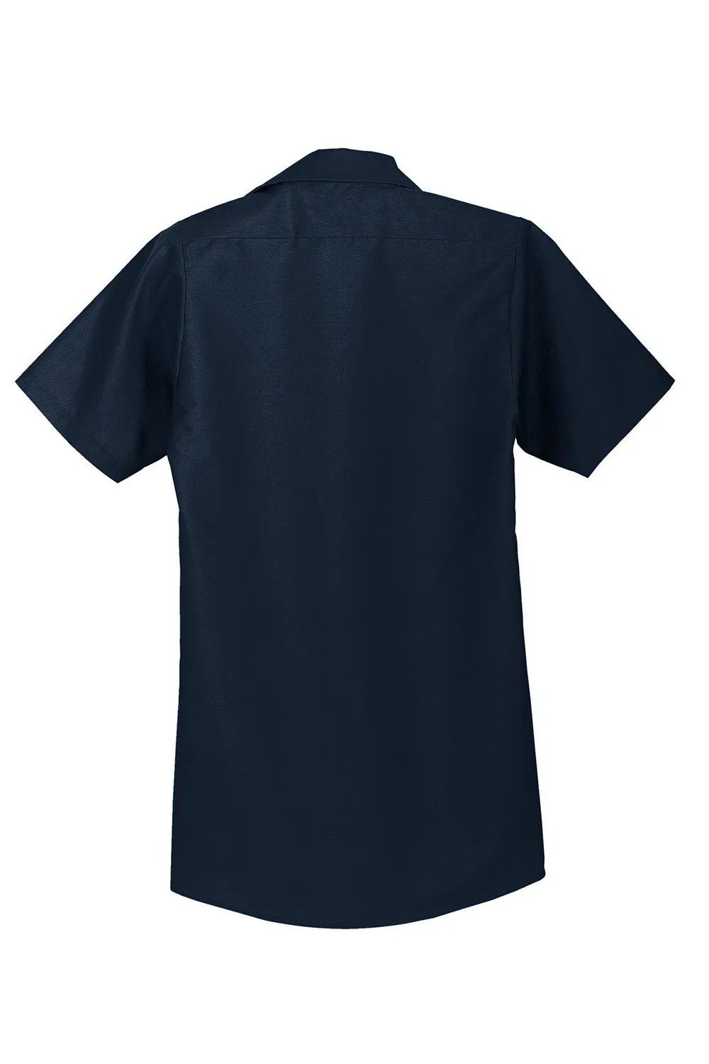 Red Kap Mens Industrial Moisture Wicking Short Sleeve Button Down Shirt w/ Double Pockets - Navy Blue
