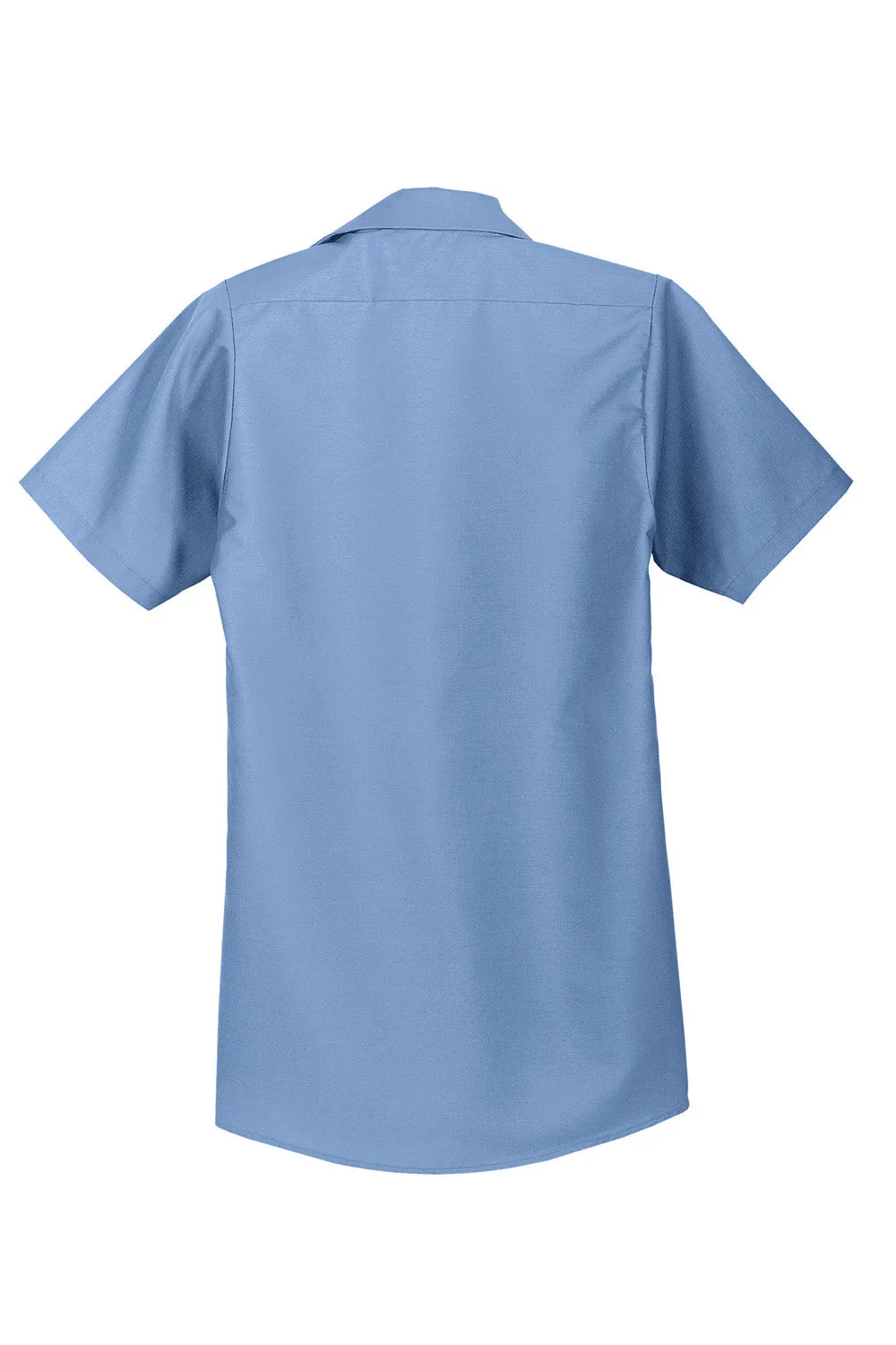 Red Kap Mens Industrial Moisture Wicking Short Sleeve Button Down Shirt w/ Double Pockets - Petrol Blue