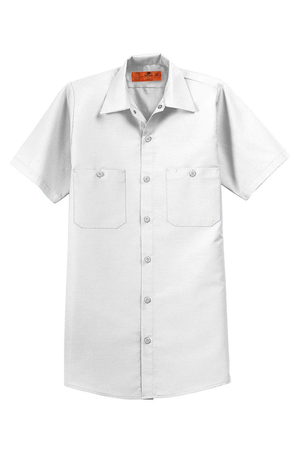 Red Kap Mens Industrial Moisture Wicking Short Sleeve Button Down Shirt w/ Double Pockets - White
