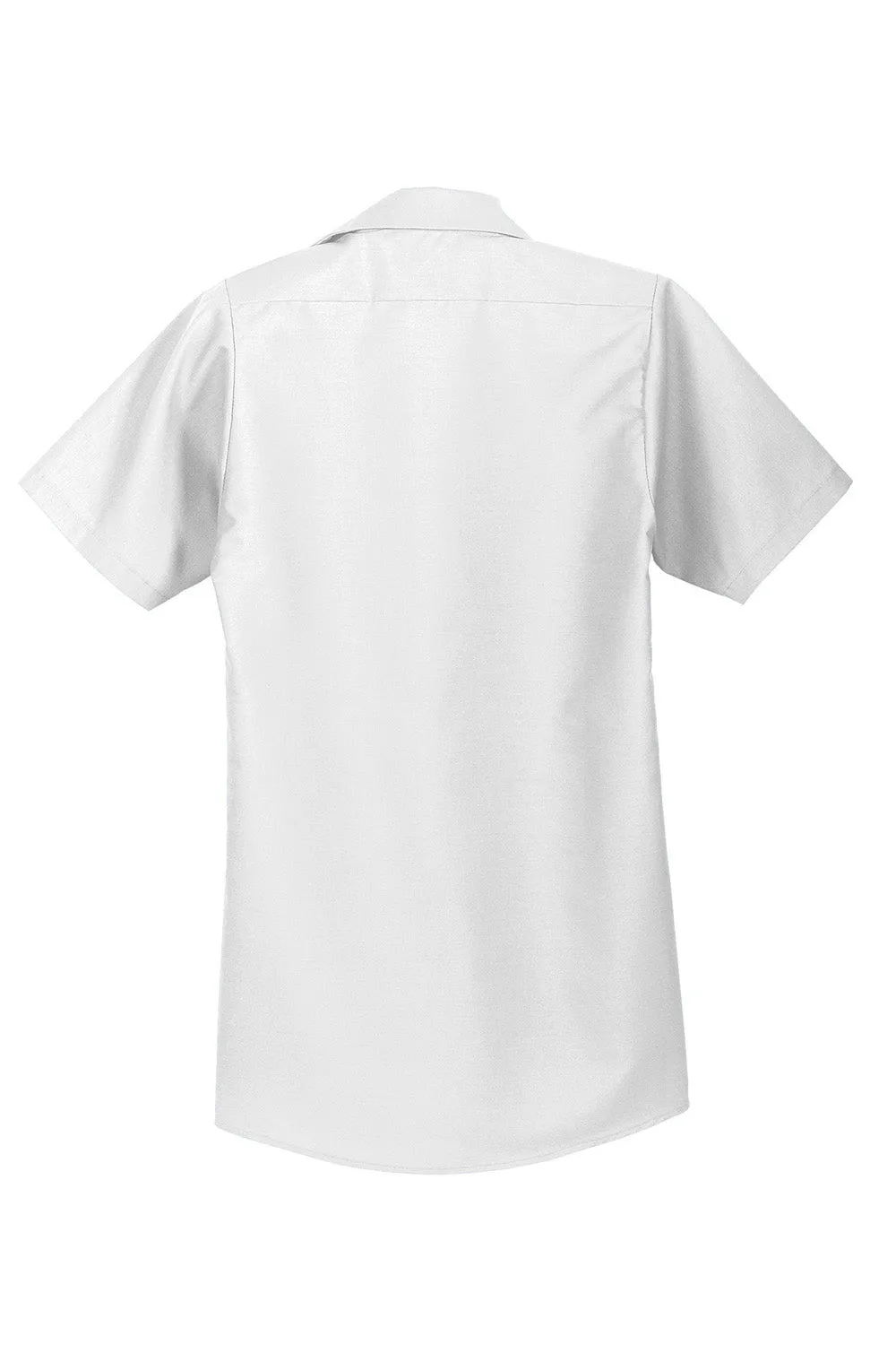 Red Kap Mens Industrial Moisture Wicking Short Sleeve Button Down Shirt w/ Double Pockets - White