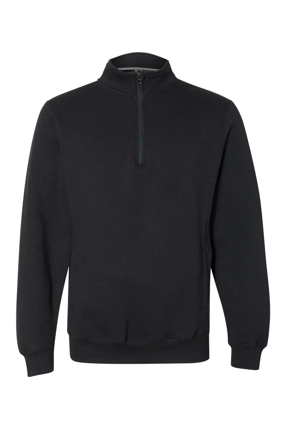 Russell Athletic Mens Dri-Power Moisture Wicking Fleece 1/4 Zip Sweatshirt w/ Pockets - Black