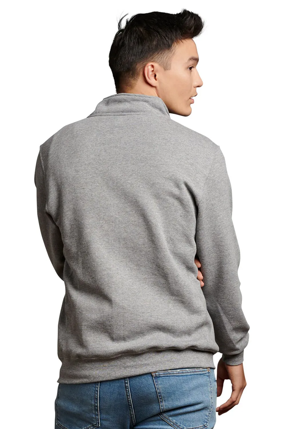 Russell Athletic Mens Dri-Power Moisture Wicking Fleece 1/4 Zip Sweatshirt w/ Pockets - Oxford Grey