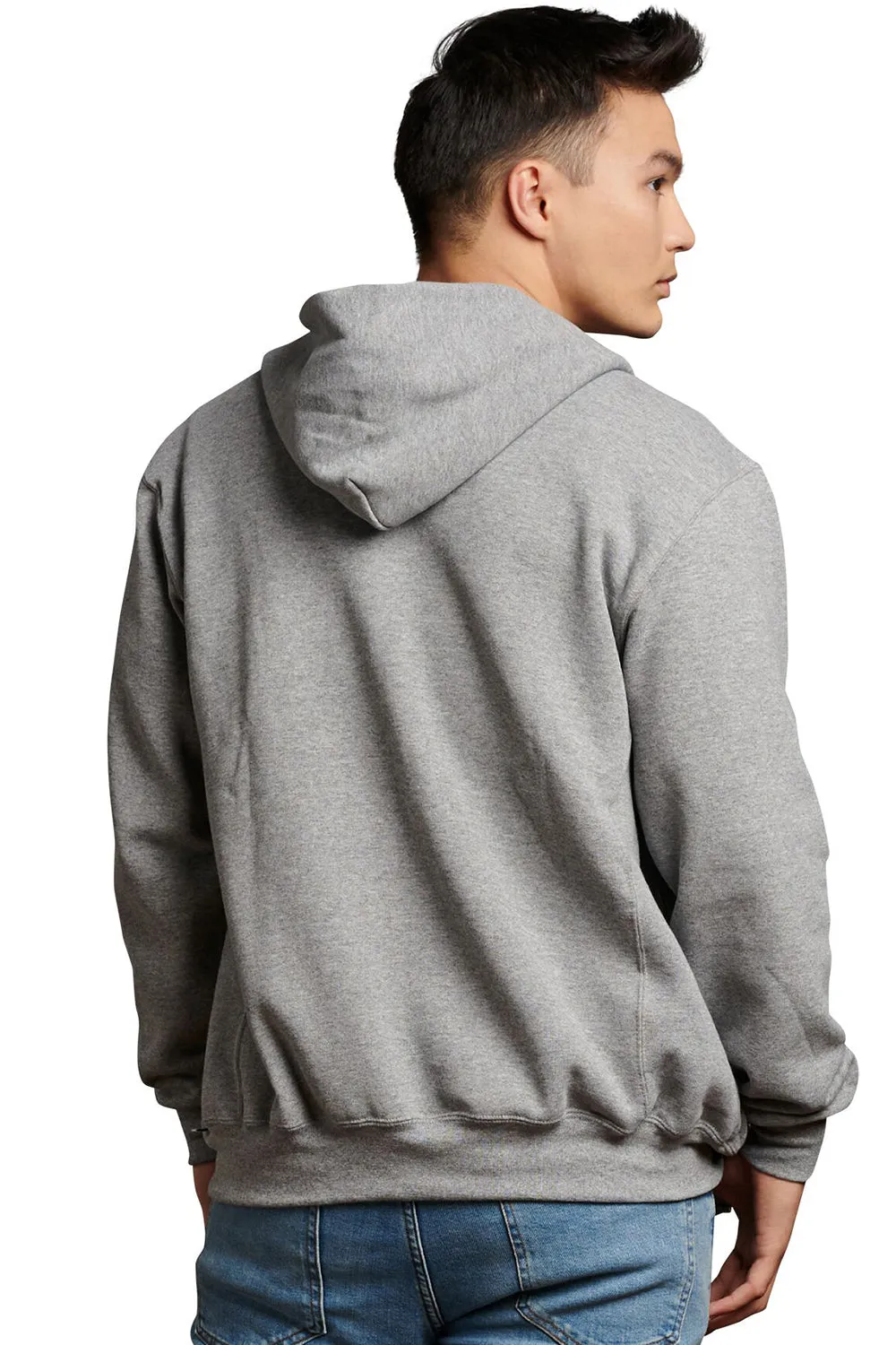 Russell Athletic Mens Dri Power Moisture Wicking Full Zip Hooded Sweatshirt Hoodie w/ Pockets - Oxford Grey