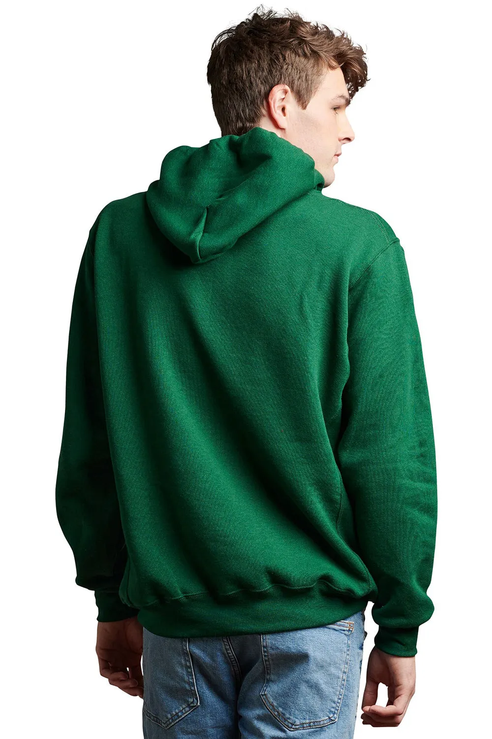 Russell Athletic Mens Dri-Power Moisture Wicking Hooded Sweatshirt Hoodie w/ Pouch Pocket - Dark Green