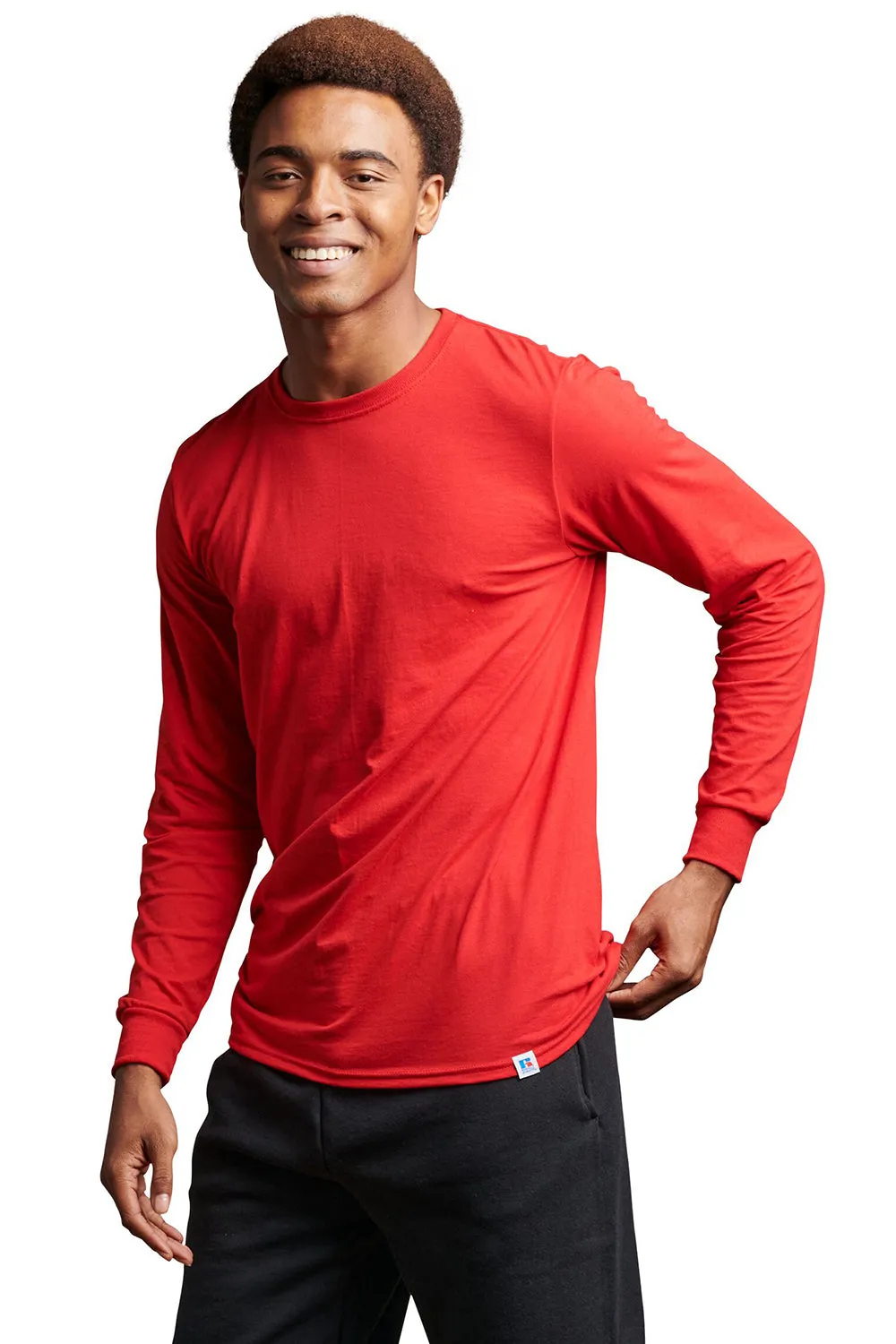 Russell Athletic Mens Dri-Power Moisture Wicking Performance Long Sleeve Crewneck T-Shirt - True Red
