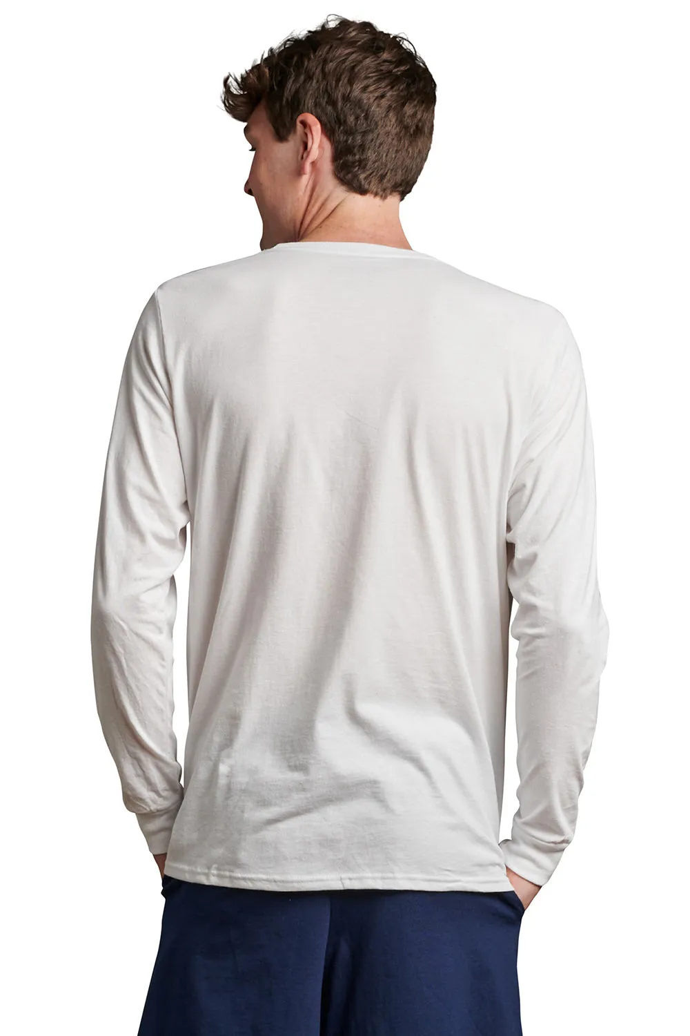 Russell Athletic Mens Dri-Power Moisture Wicking Performance Long Sleeve Crewneck T-Shirt - White