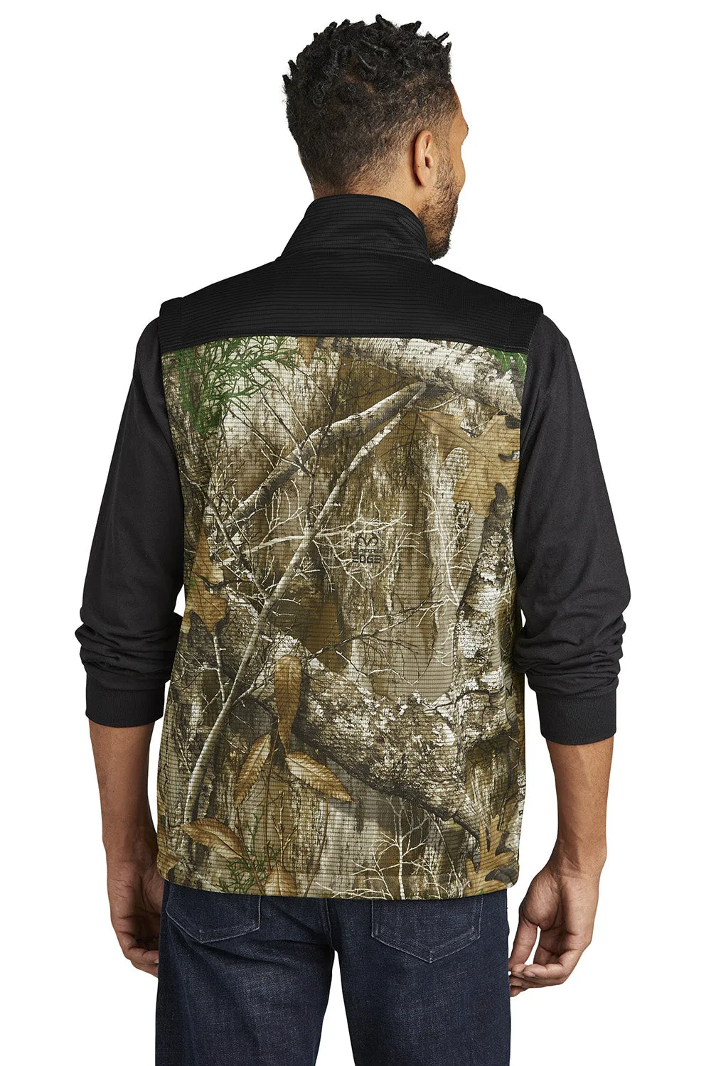 Russell Outdoors Mens Realtree Atlas Water Resistant Colorblock Full Zip Soft Shell Vest - Deep Black/Realtree Edge Camo