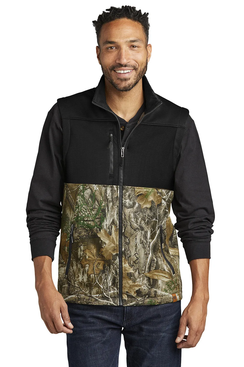 Russell Outdoors Mens Realtree Atlas Water Resistant Colorblock Full Zip Soft Shell Vest - Deep Black/Realtree Edge Camo