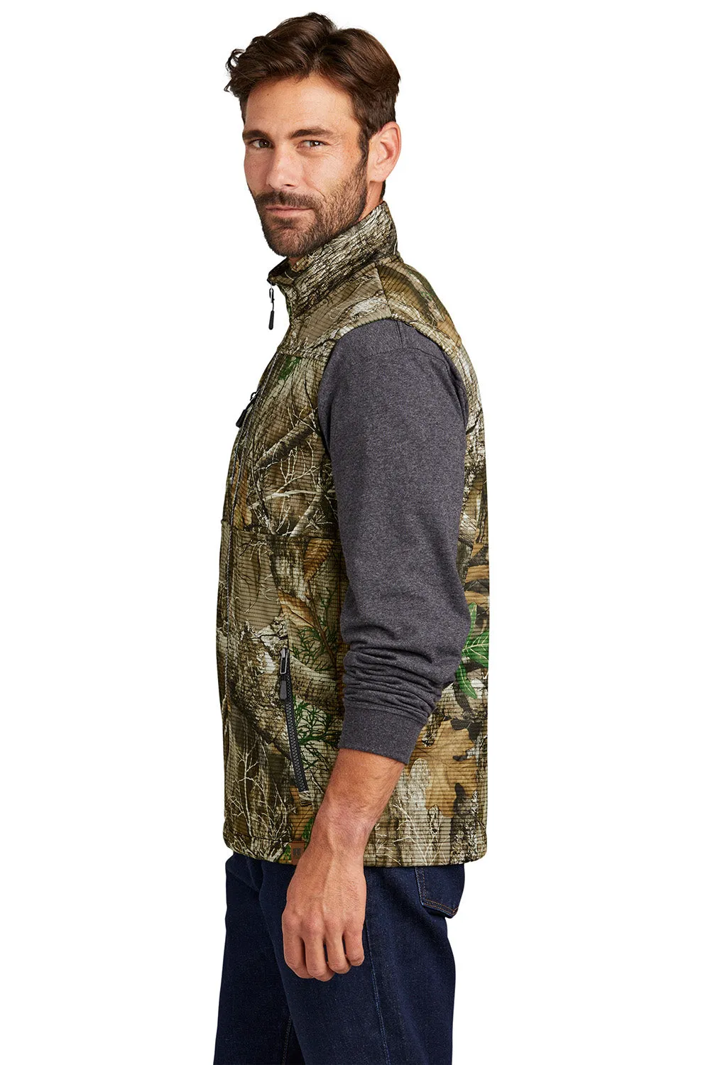 Russell Outdoors Mens Realtree Atlas Water Resistant Full Zip Soft Shell Vest - Realtree Edge Camo