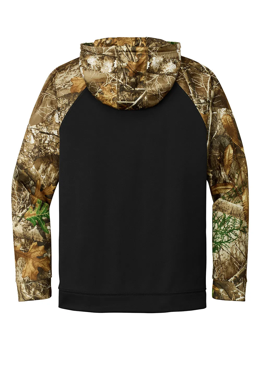 Russell Outdoors Mens Realtree Colorblock Moisture Wicking Full Zip Hooded Sweatshirt Hoodie w/ Pockets - Black/Realtree Edge Camo