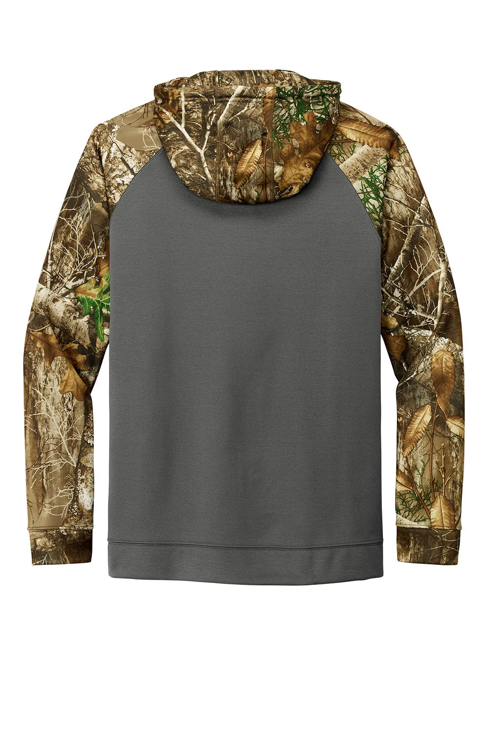 Russell Outdoors Mens Realtree Colorblock Moisture Wicking Full Zip Hooded Sweatshirt Hoodie w/ Pockets - Magnet Grey/Realtree Edge Camo