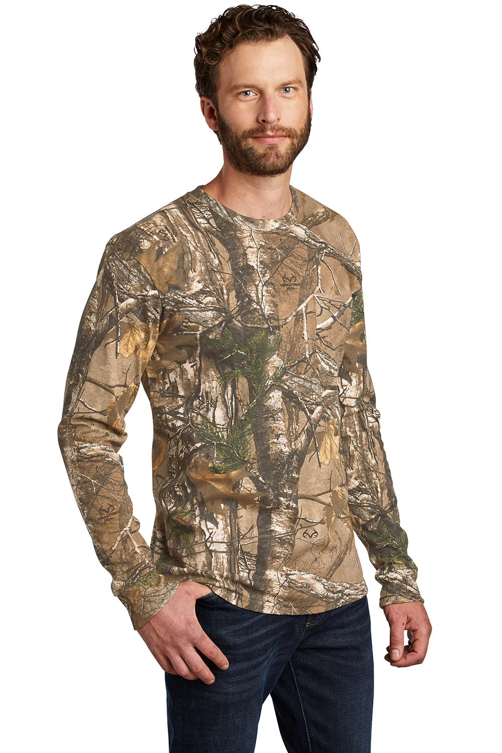 Russell Outdoors Mens Realtree Explorer Long Sleeve Crewneck T-Shirt w/ Pocket - Realtree Xtra Camo